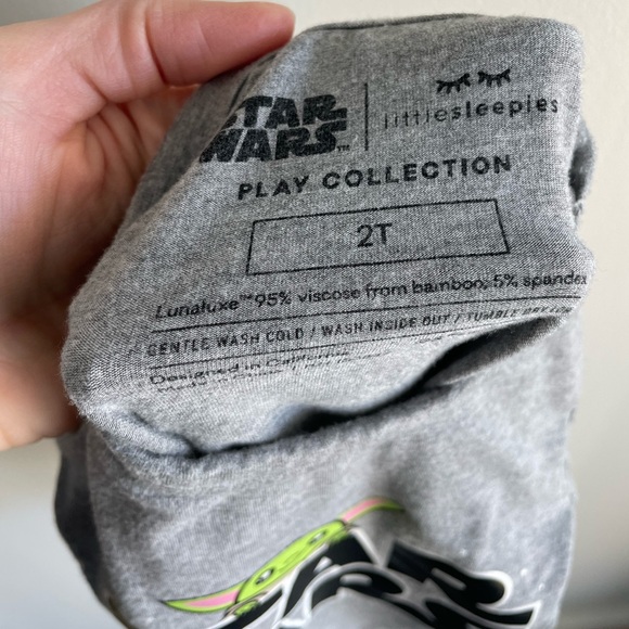 Little Sleepies Star Wars Bamboo Tee Shirt - Grey/Yoda/Stars - Size 2T - Picture 8 of 8